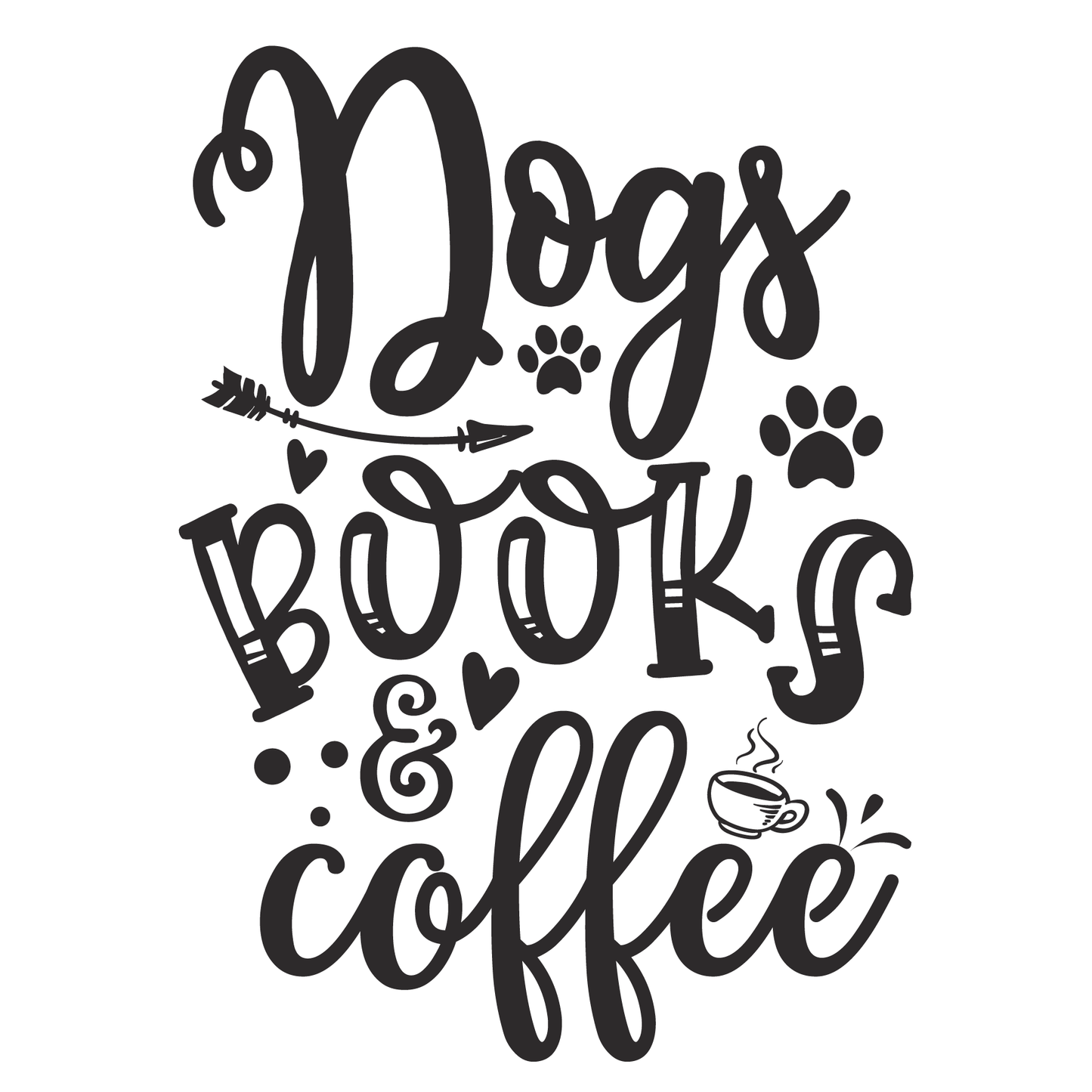 Dogs Books And Coffee T-shirt (White)