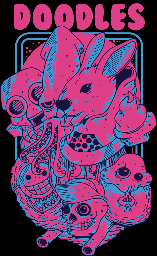 Colorful Doodle Graphic Tee (White)