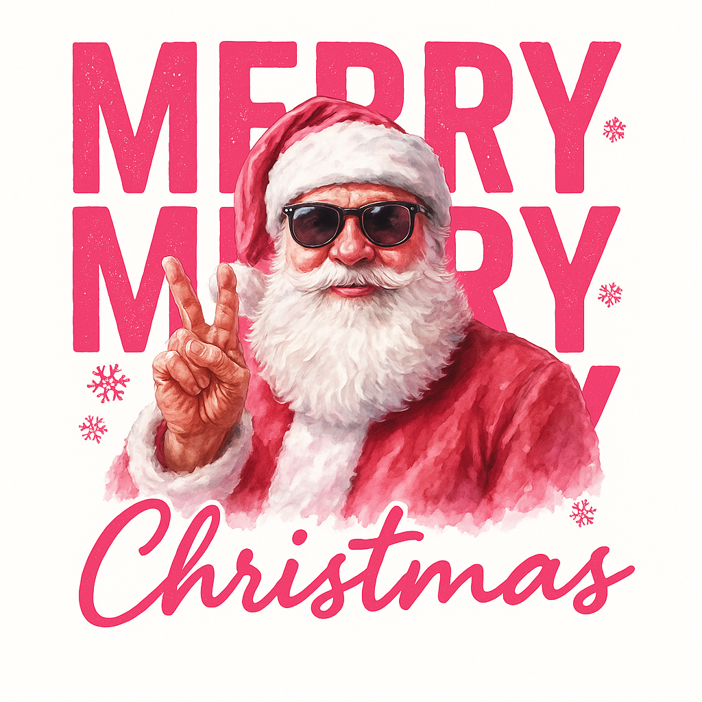 Festive Santa Christmas T-shirt (Black)
