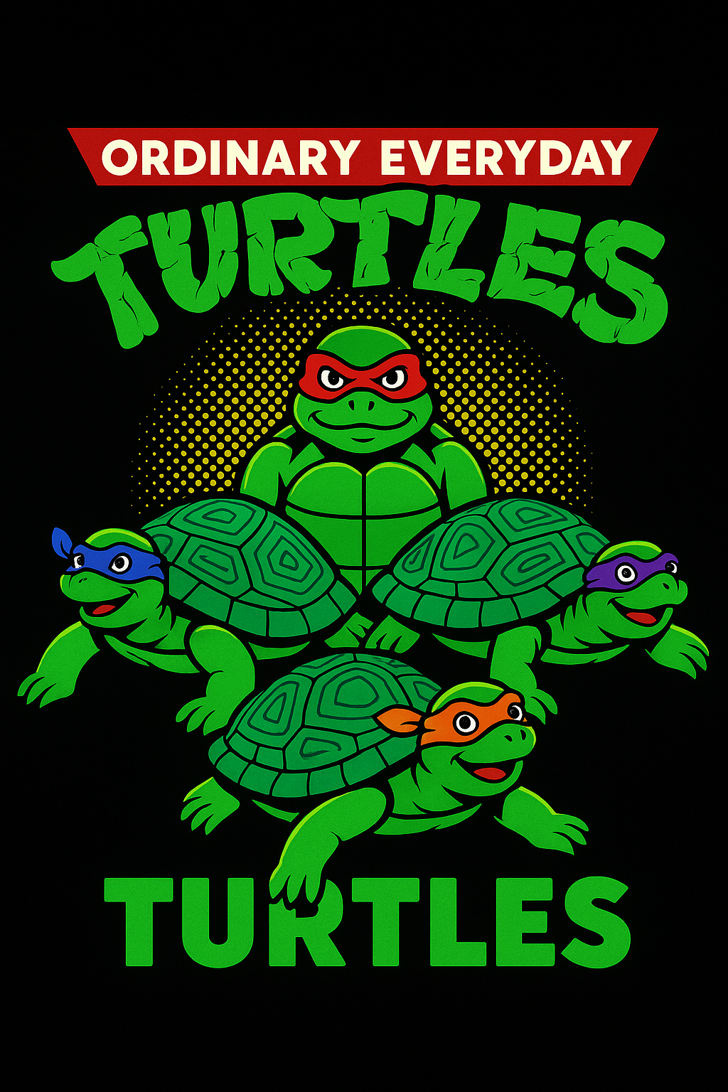 Ordinary Everyday Turtles Bright Tee (Black)
