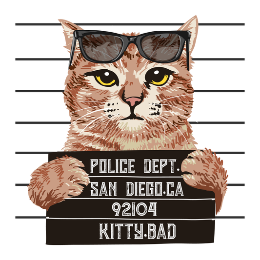Mugshot Cat Graphic Tee (White)