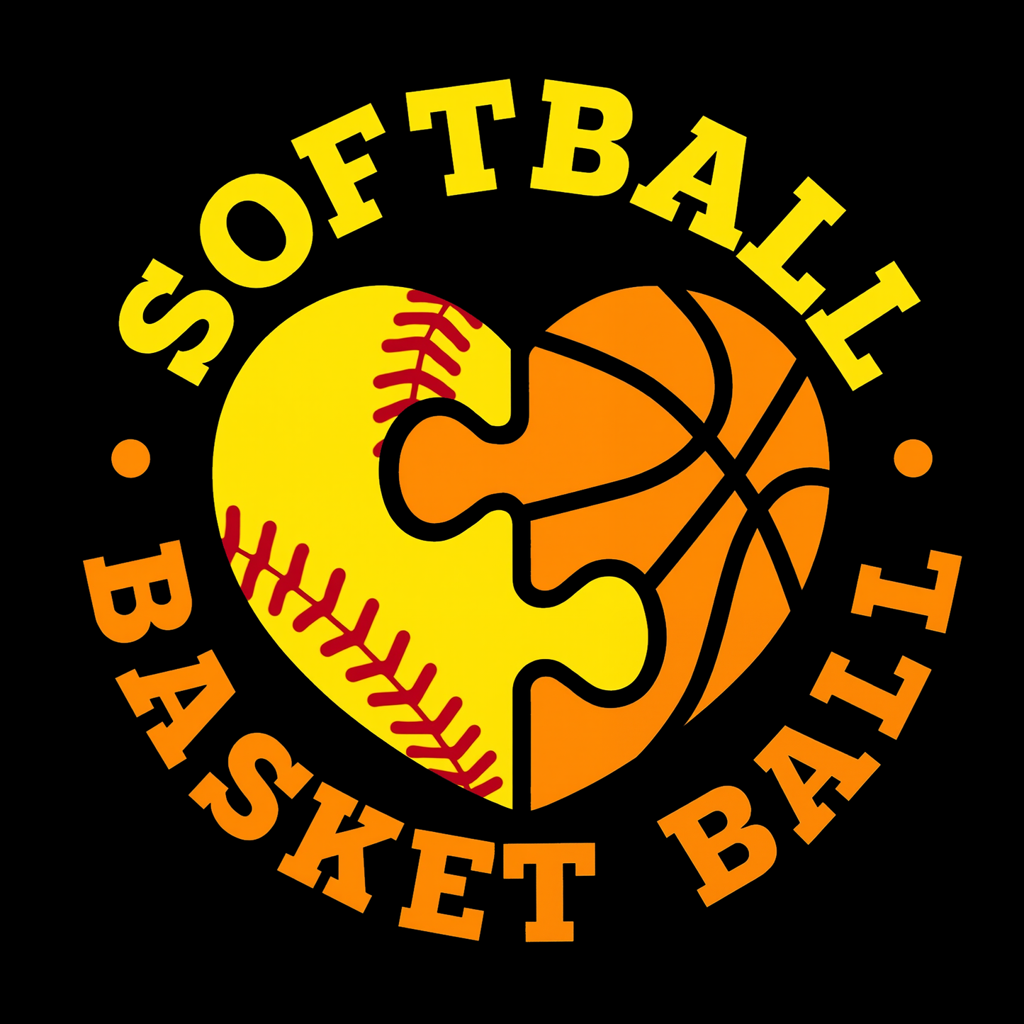 Softball And Basketball Heart Design