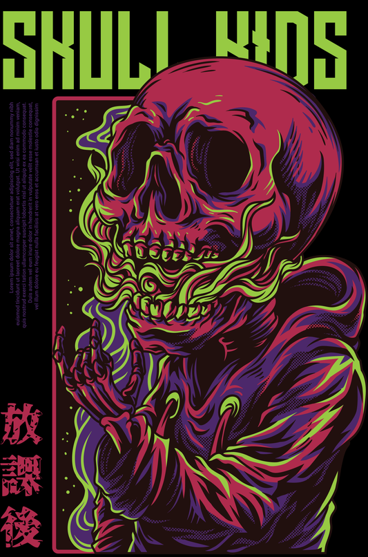 Vibrant Skull Graphic Tee (White)