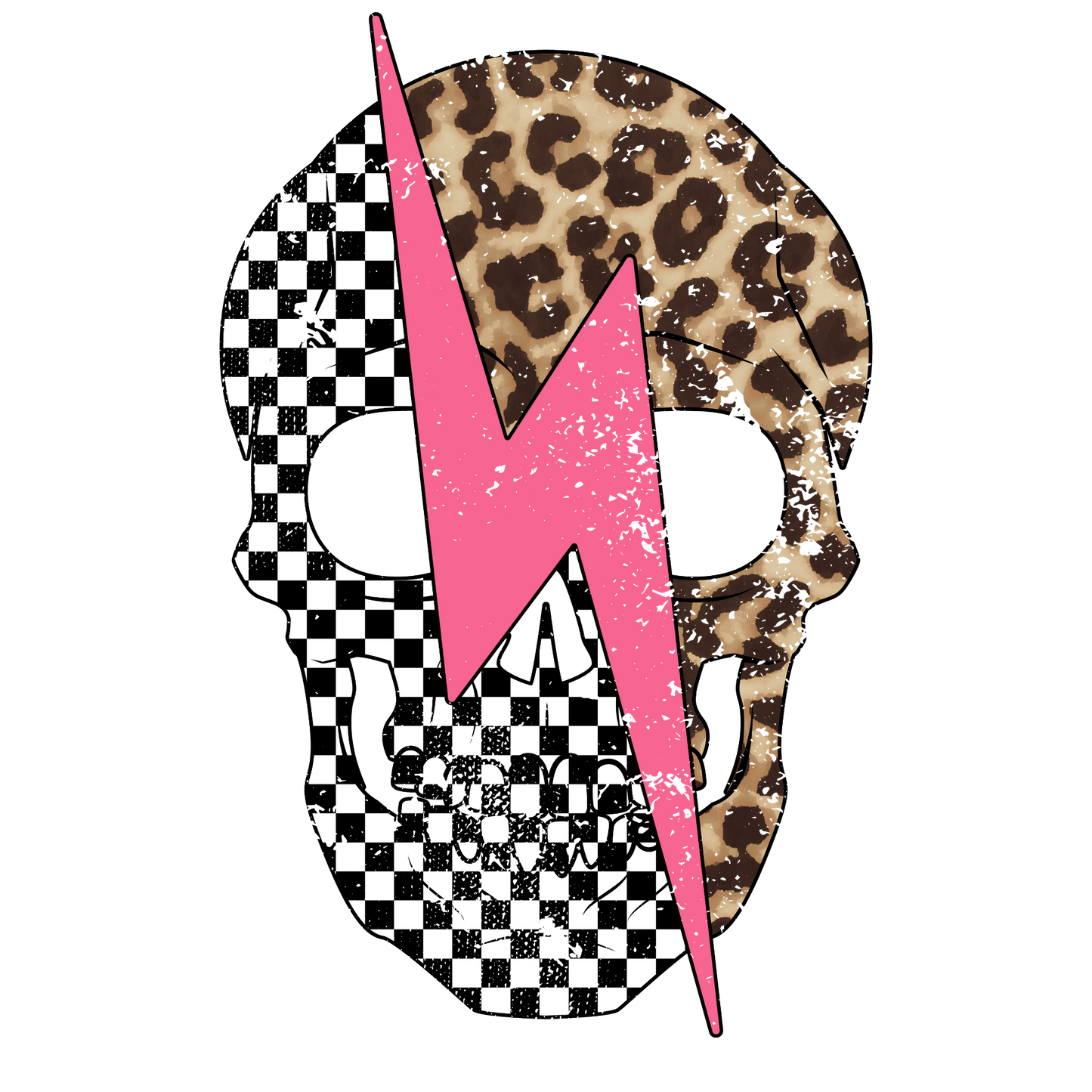 Skull Leopard Bolt — Tee (White)