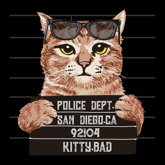 Mugshot Cat Graphic Tee (White)
