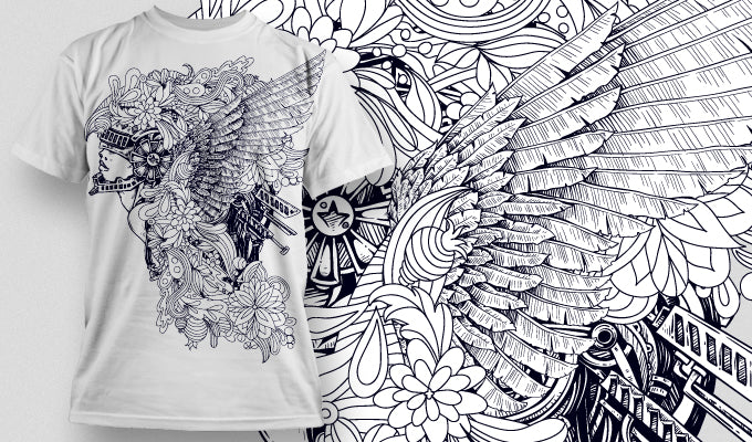Artistic Winged T-shirt Design (White)