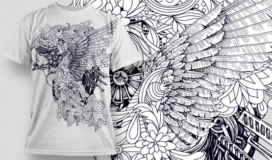 Artistic Winged T-shirt Design (White)