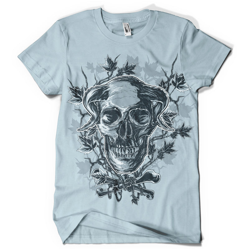 Skull And Leaves Graphic Tee (Black)