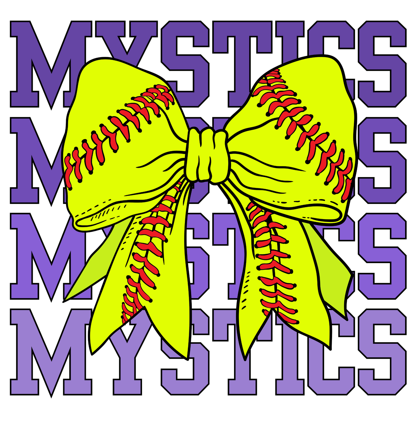Mountain Mystics Softball — Bow Stack Tee (Light Purple)