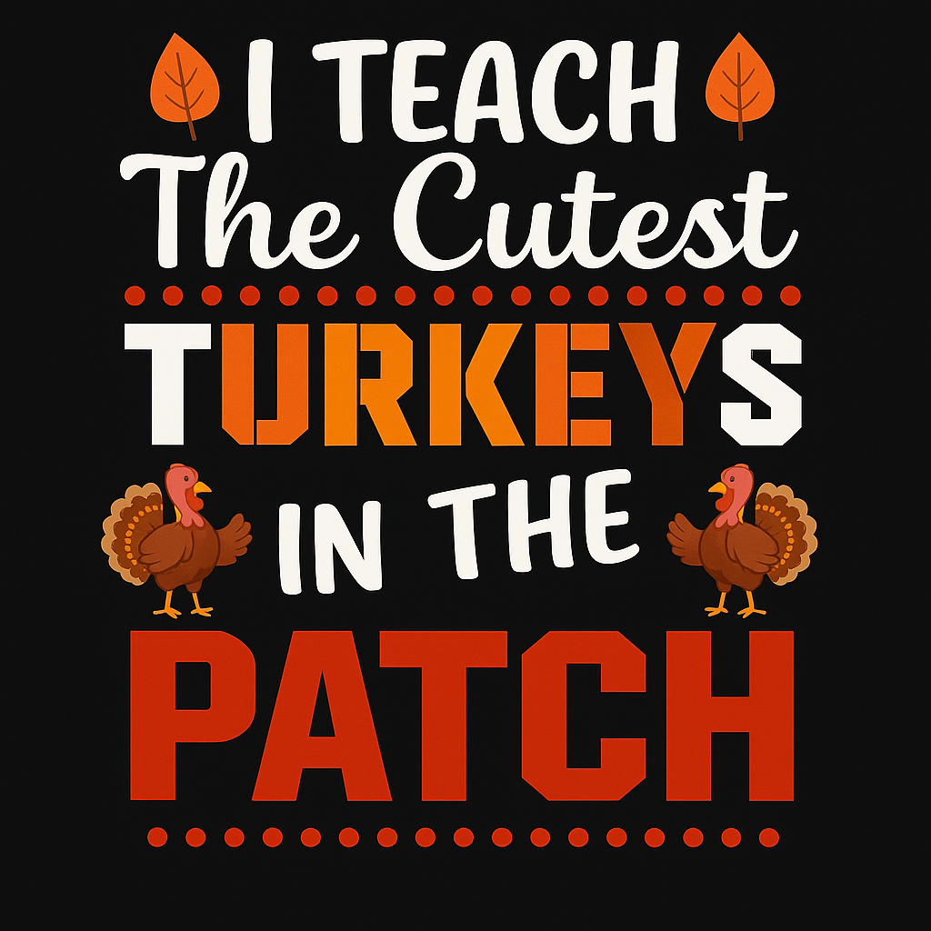 Cute Turkey Teaching T-shirt (Black)