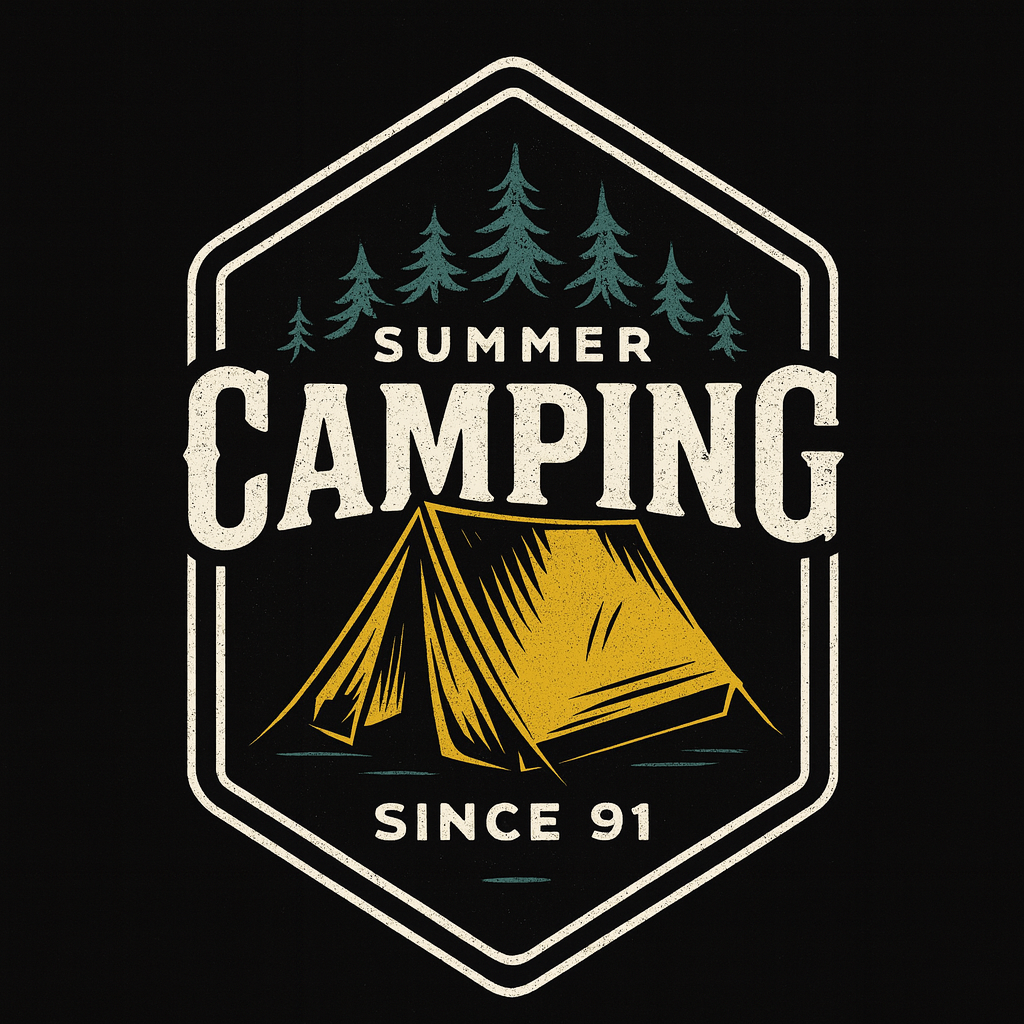 Summer Camping Tent '91 Badge Tee (Black)