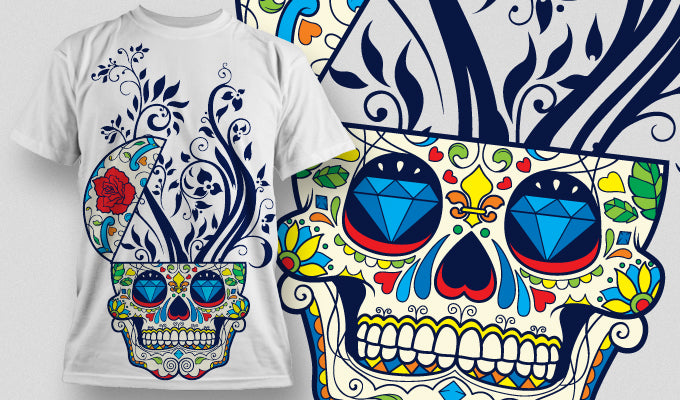 Colorful Skull Graphic Tee (Black)