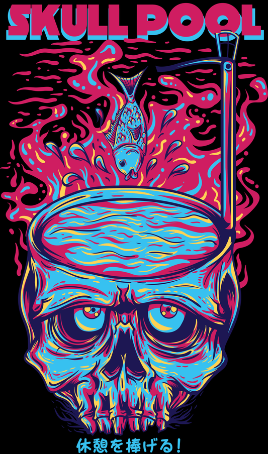 Vibrant Skull Pool T-shirt (White)