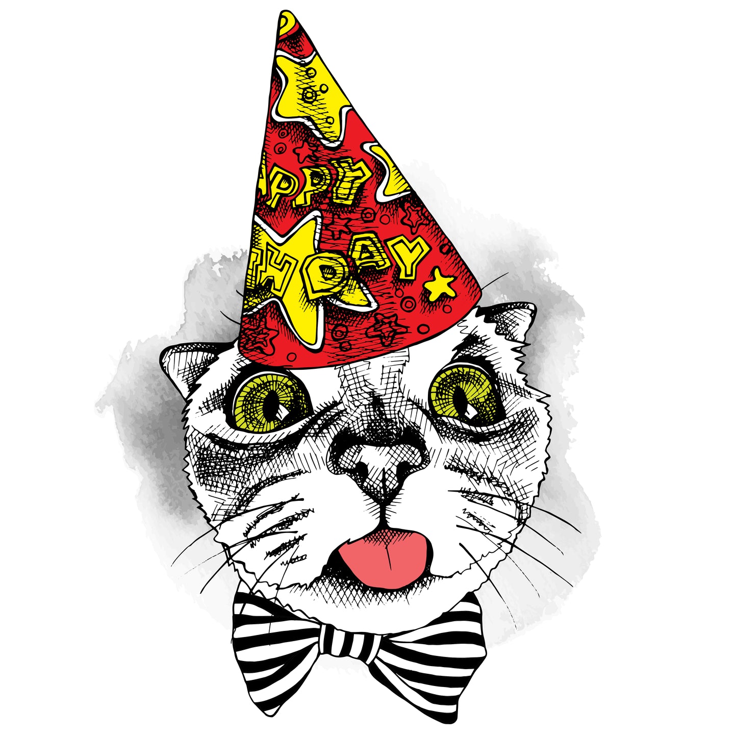 Birthday Cat Party T-shirt (Black)