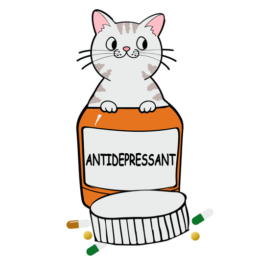 Cute Cat With Medicine Bottle (White)