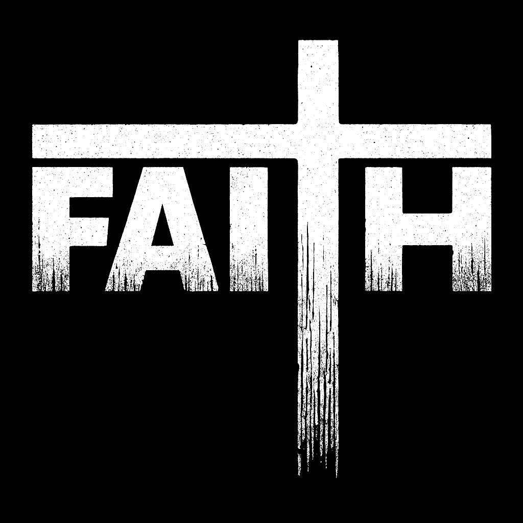 Faith Cross Distressed Typography Tee (Black)