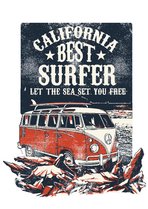 California Surfer Vintage T-shirt (Black)
