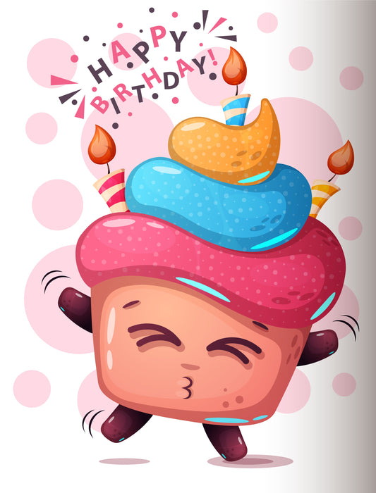 Cute Birthday Cupcake Design (Black)