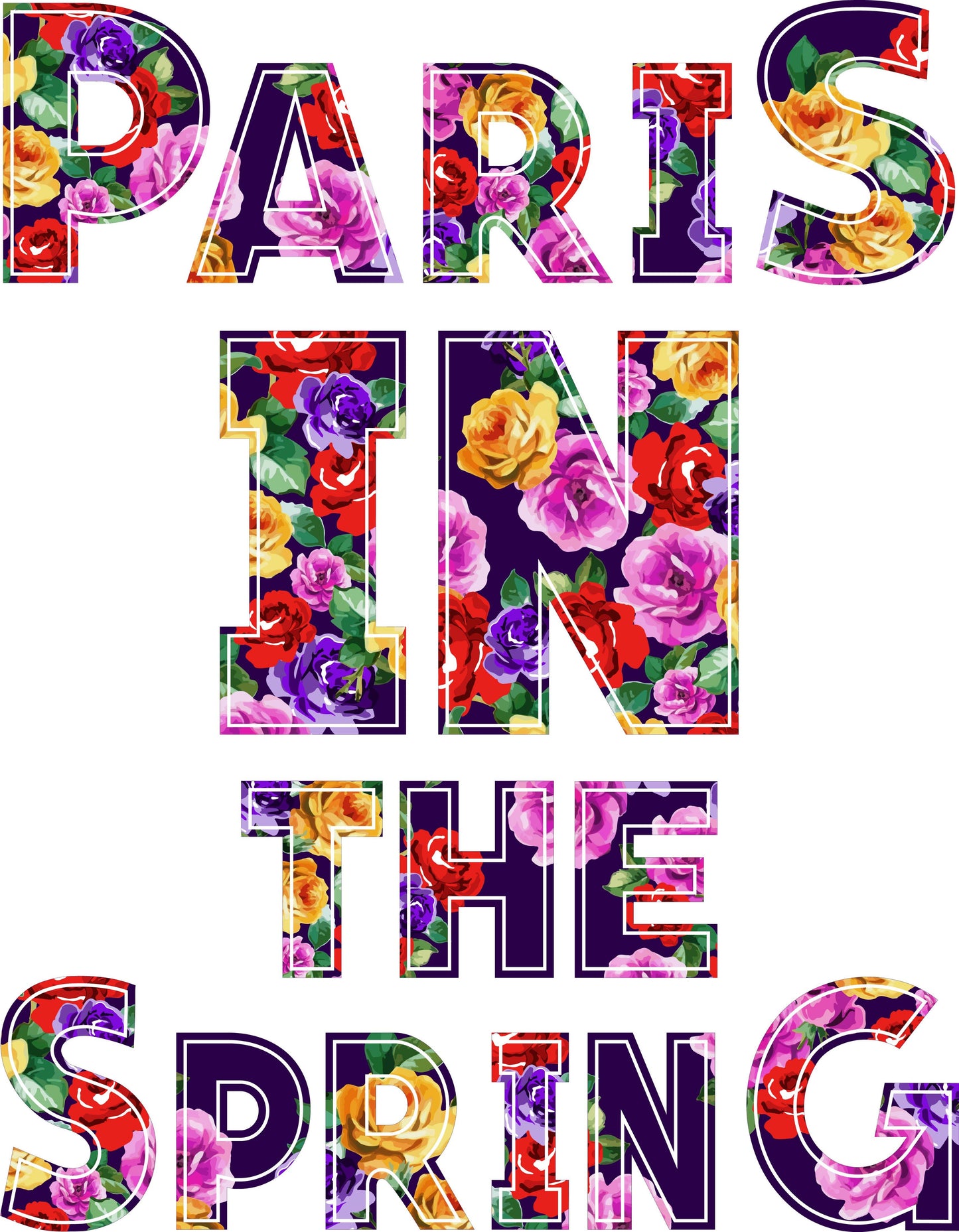 Floral Paris Spring T-shirt (Black)