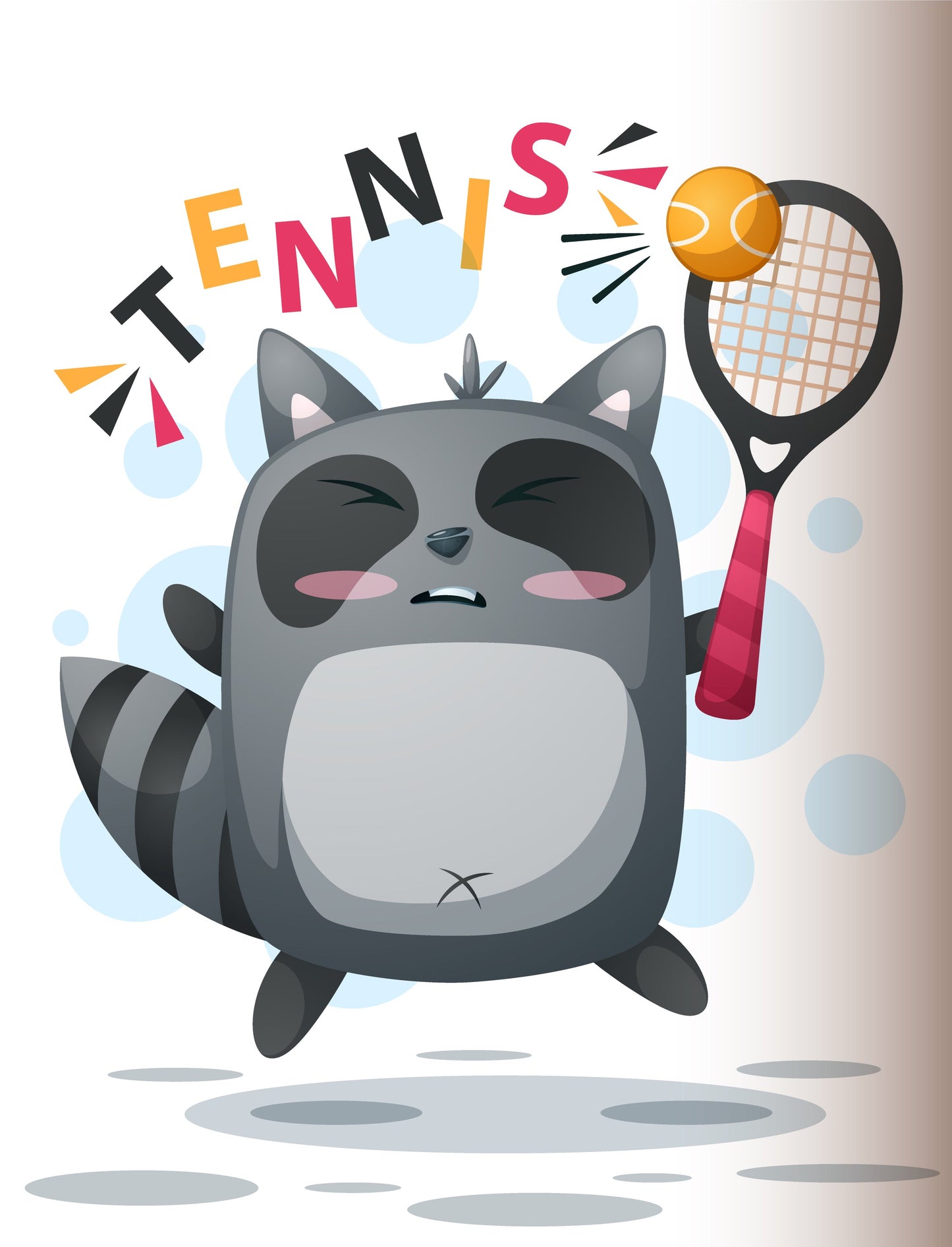Cute Tennis Raccoon Design (Black)