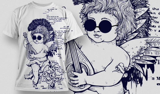 Artistic Cherub T-shirt Design (Black)