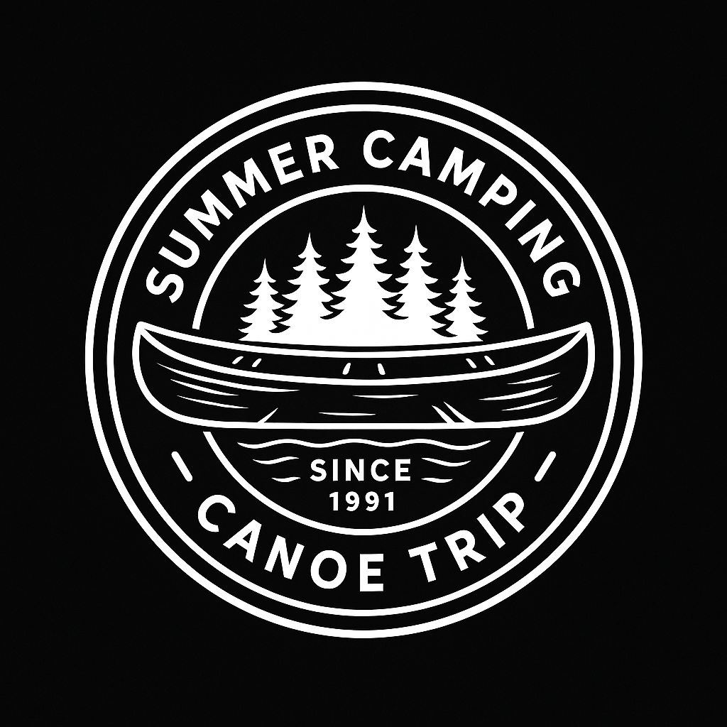 Summer Camping Canoe Trip Badge Tee (Black)