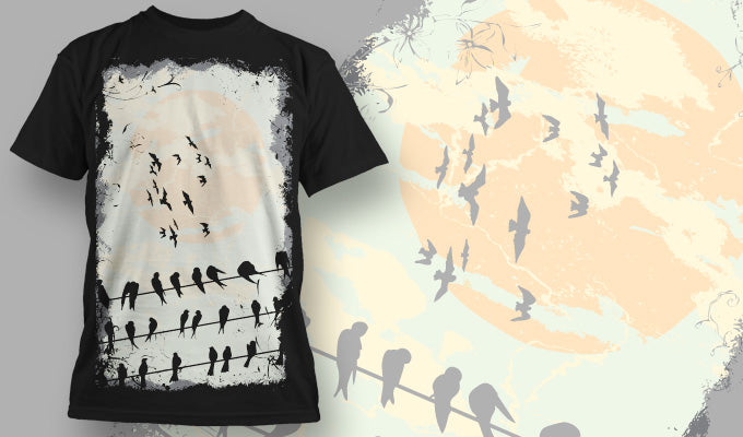 Birds On A Wire T-shirt (Black)