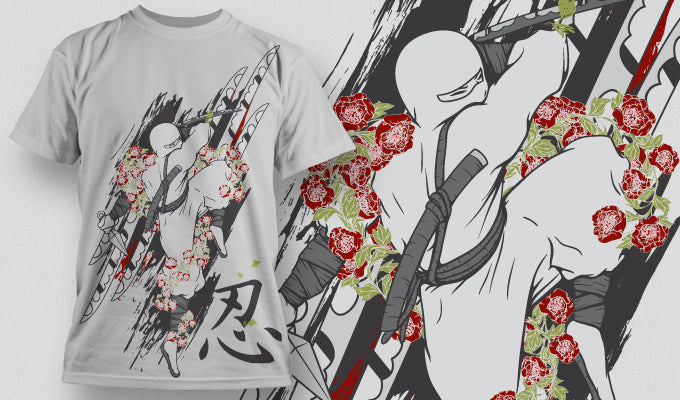 Ninja Floral Graphic T-shirt (Black)