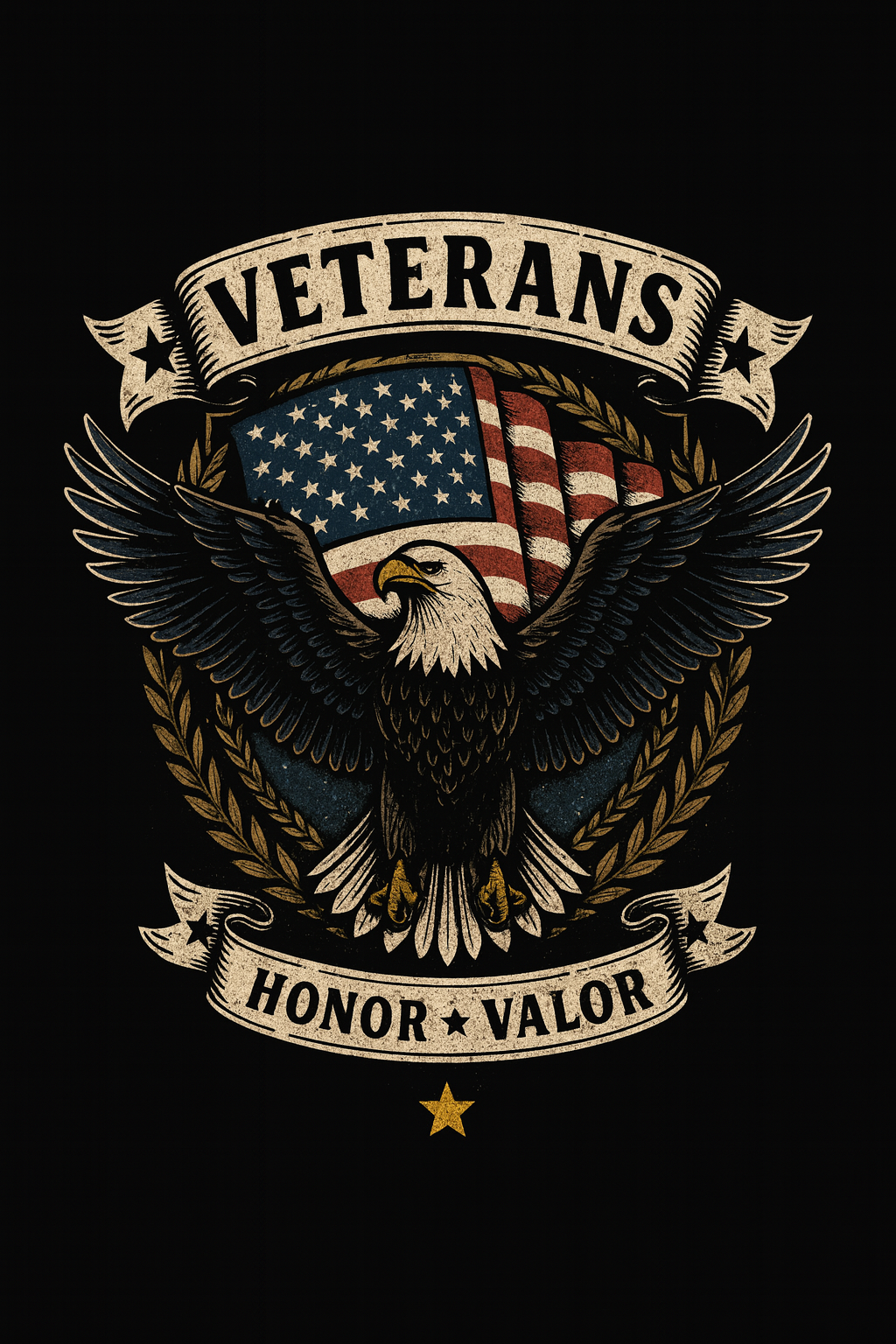 Veterans Honor Valor Eagle Crest Tee (Black)