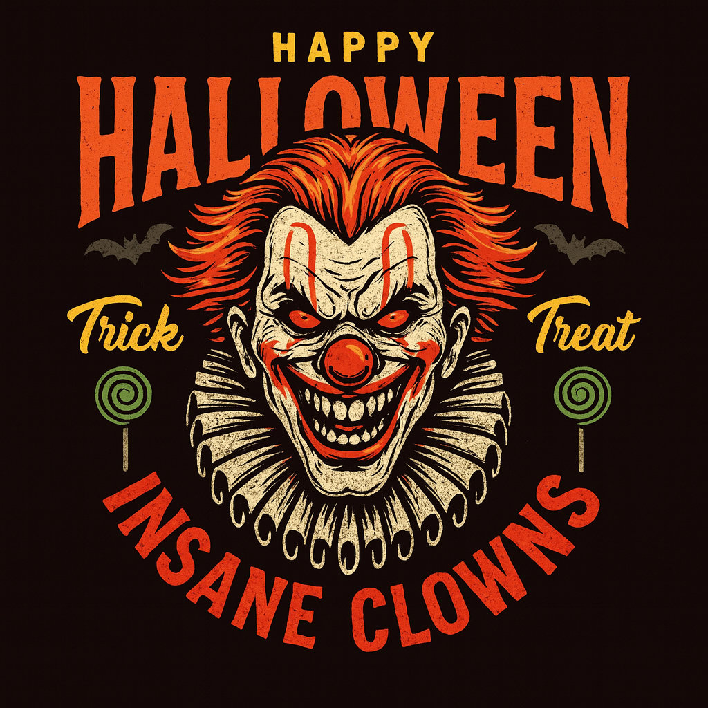 Insane Clowns Trick Or Treat Creepy Clown Tee (Black)