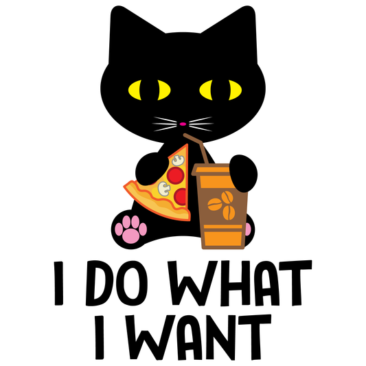 Playful Cat Eating Pizza (White)