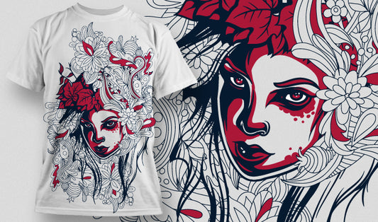 Artistic Floral Graphic T-shirt (Black)