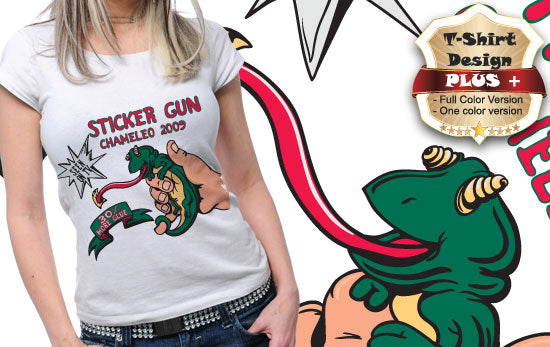 Chameleon Sticker Gun T-shirt (White)