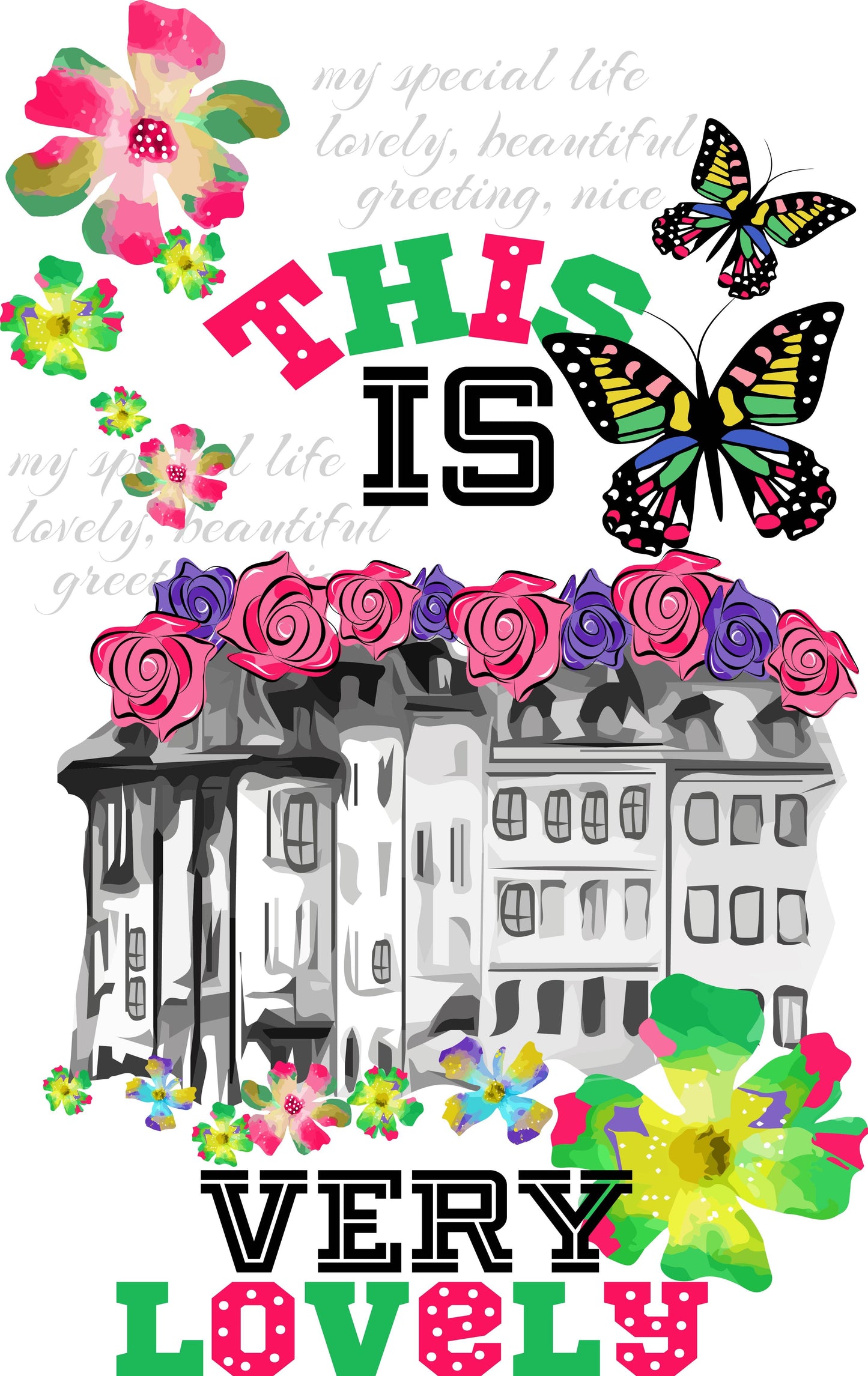 Lovely Floral Butterfly T-shirt (Black)