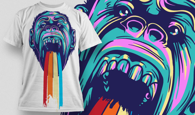 Colorful Gorilla Graphic Tee (White)