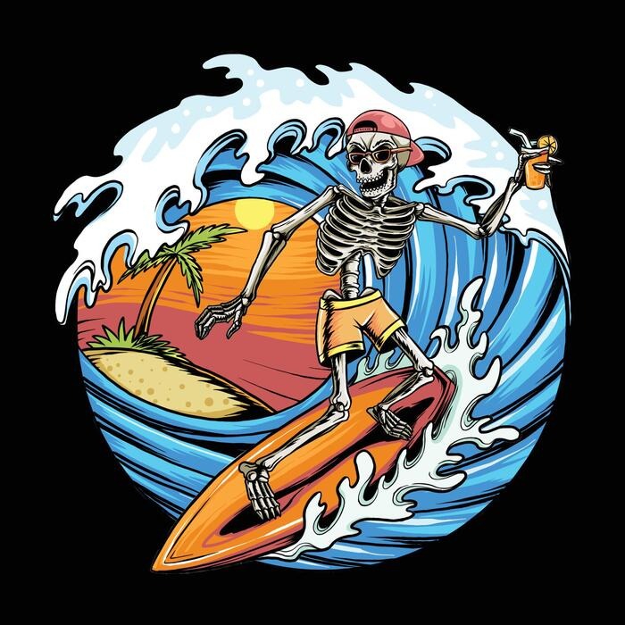 Surfing Skeleton T-shirt (White)