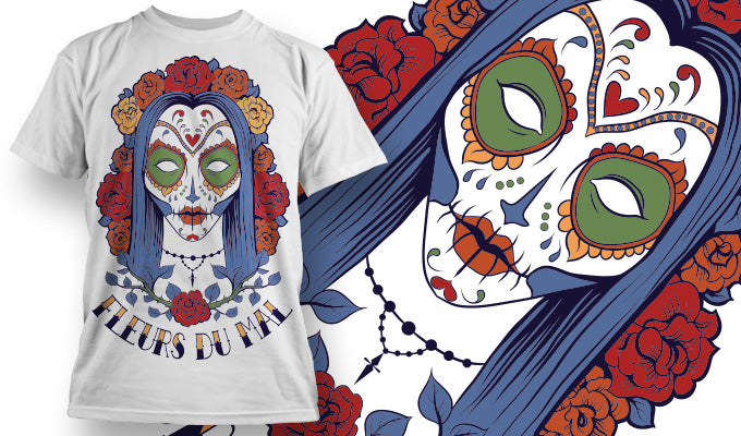 Artistic Floral Skull T-shirt (White)