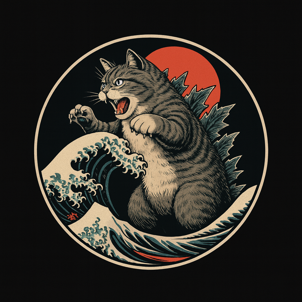 Catzilla Great Wave Tee (Black)