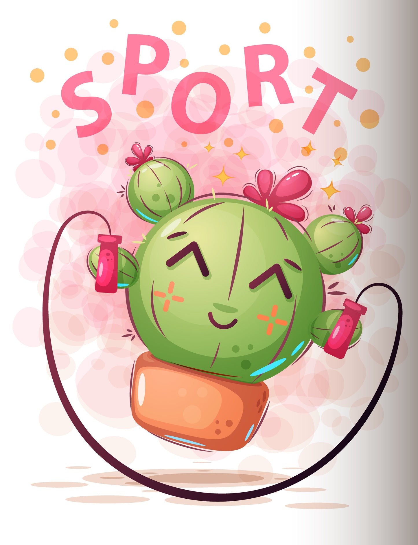 Sporty Cactus Design T-shirt (Black)