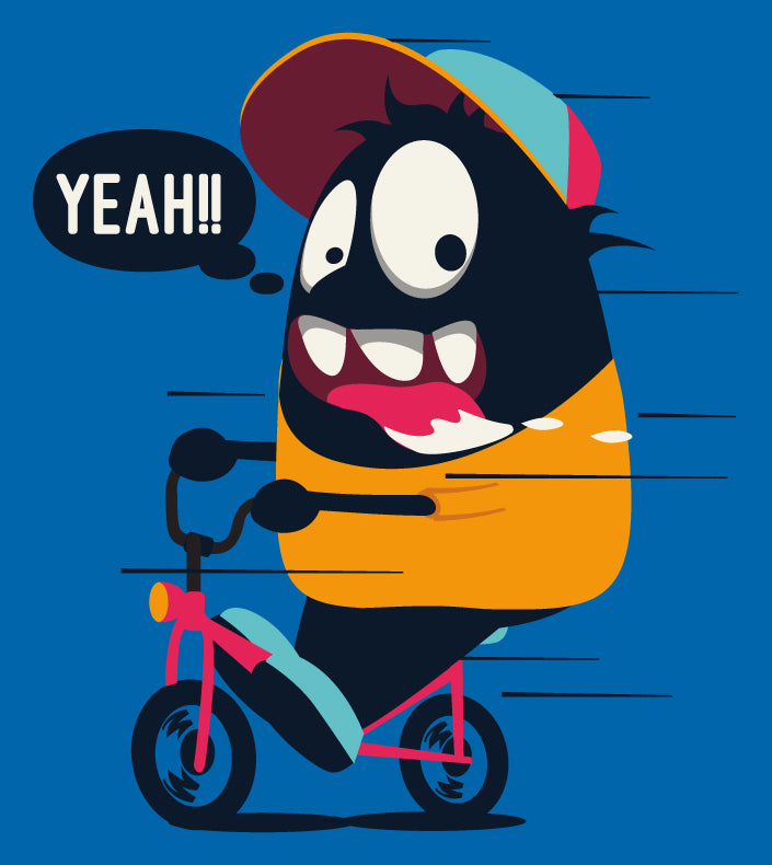 Fun Monster Riding Bicycle T-shirt (Black)