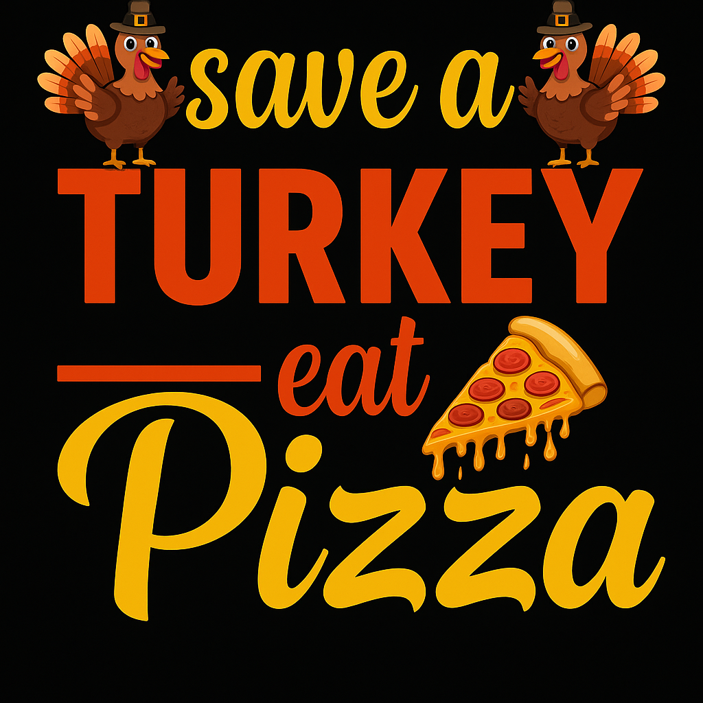 Save A Turkey Eat Pizza T-shirt (Black)
