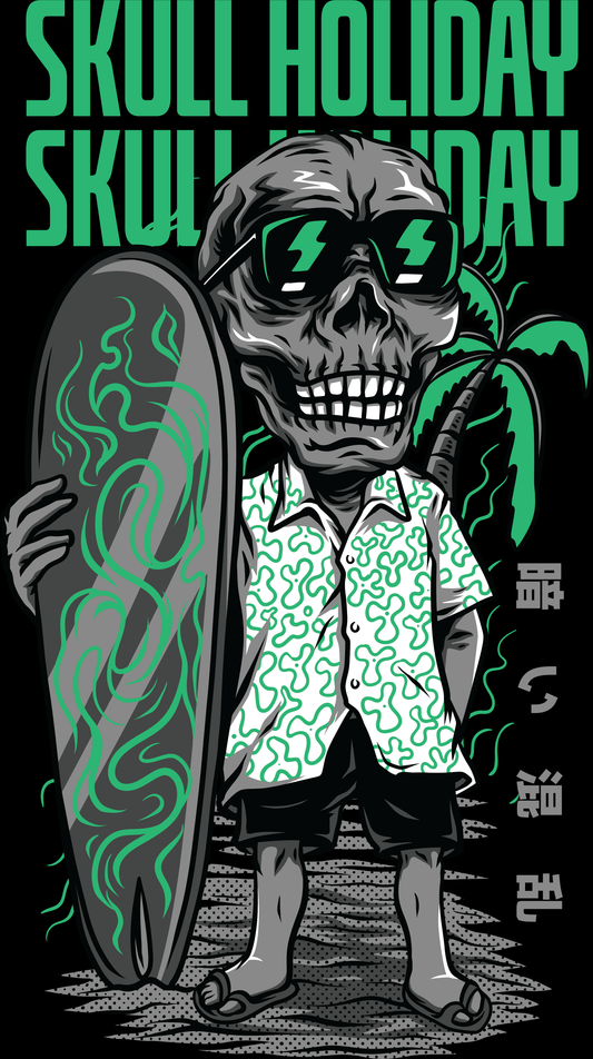 Skull Holiday Surf T-shirt (White)