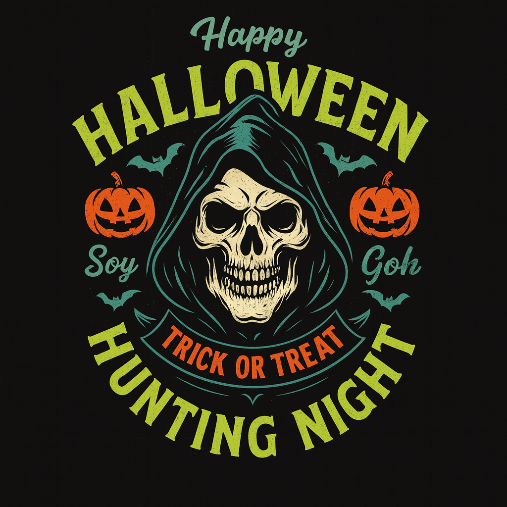 Grim Reaper Trick Or Treat Hunting Night Tee (Black)