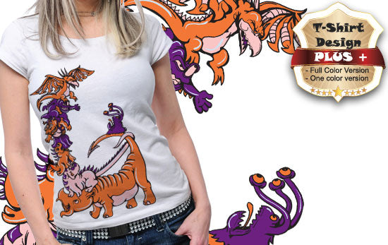 Colorful Fantasy Creature T-shirt (White)