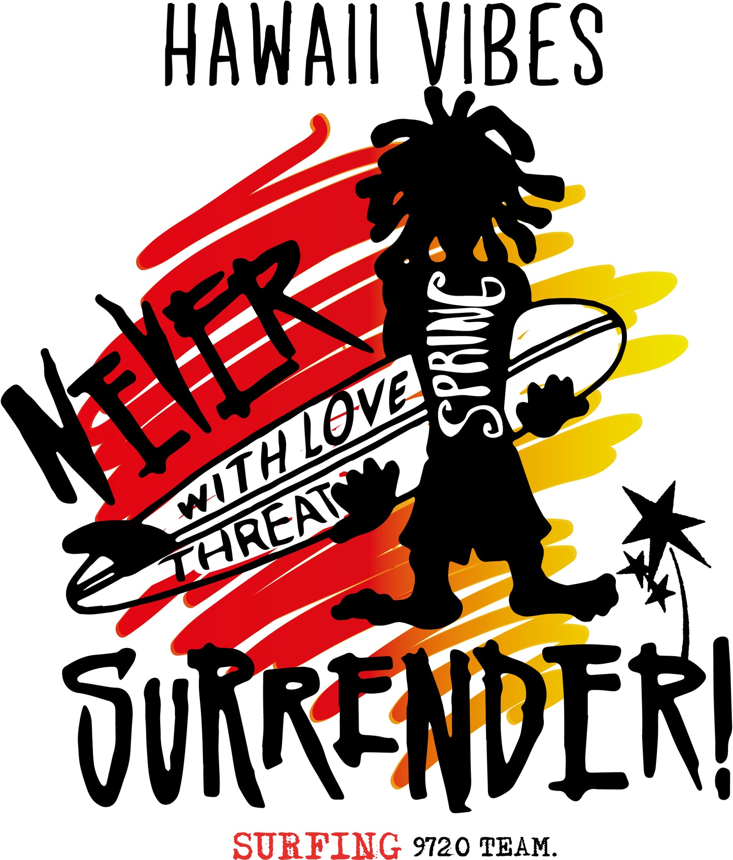 Hawaii Vibes Surfing T-shirt (Black)
