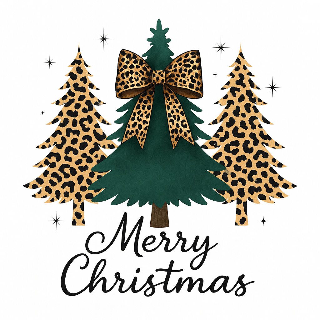 Merry Christmas Leopard Trees — Sweatshirt (White)