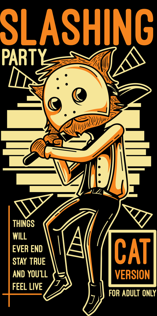 Slashing Party Cat T-shirt (White)