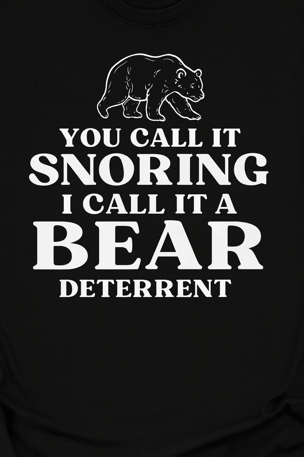 Humorous Bear Snoring T-shirt (Black)