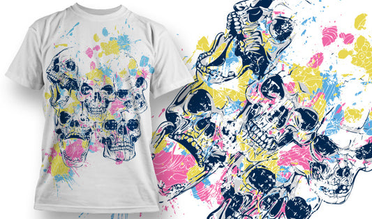 Artistic Skull Graphic T-shirt (White)