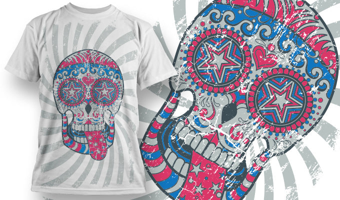Colorful Skull Graphic Tee (Black)